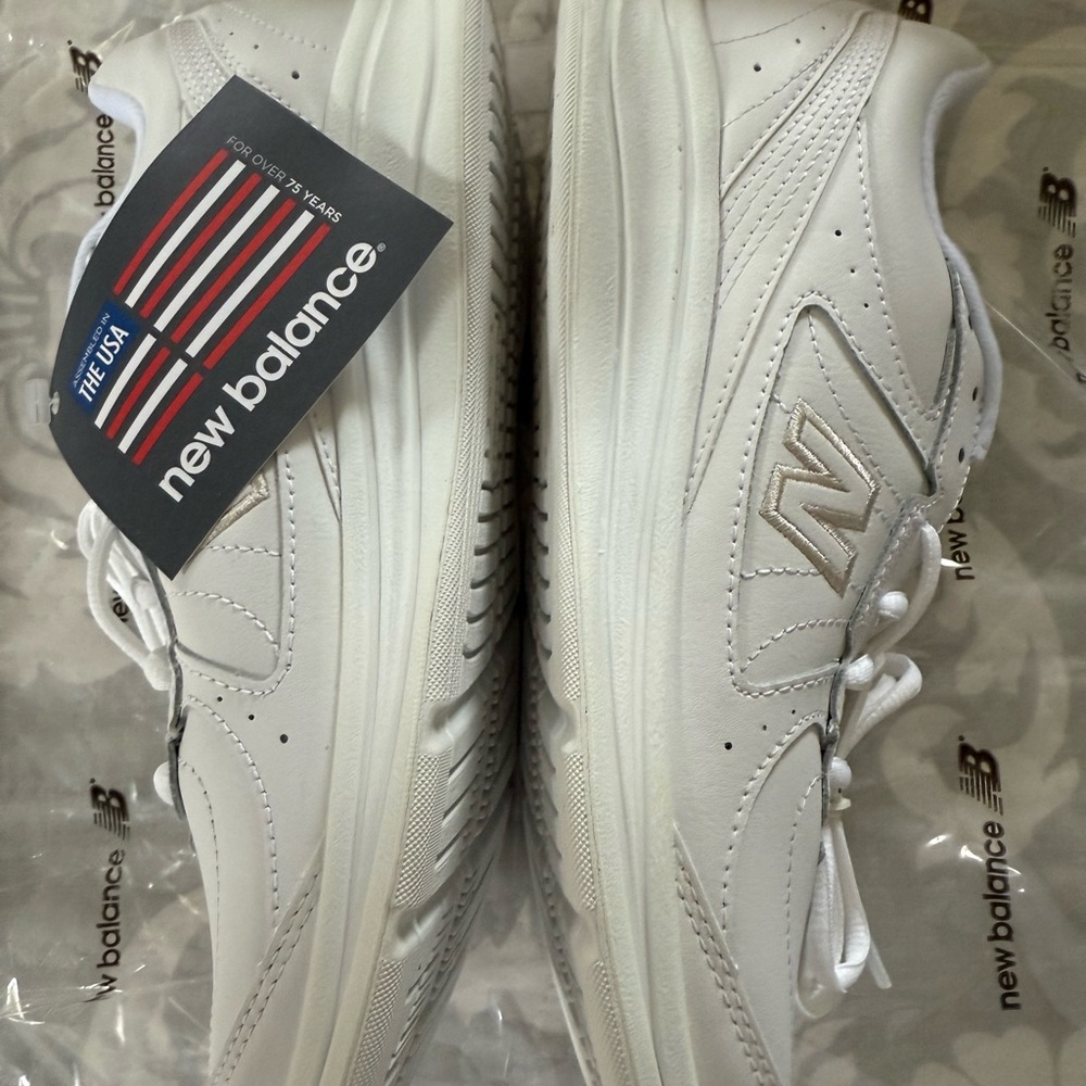 New Balance White Walking Sneakers with Supportive Midsole
